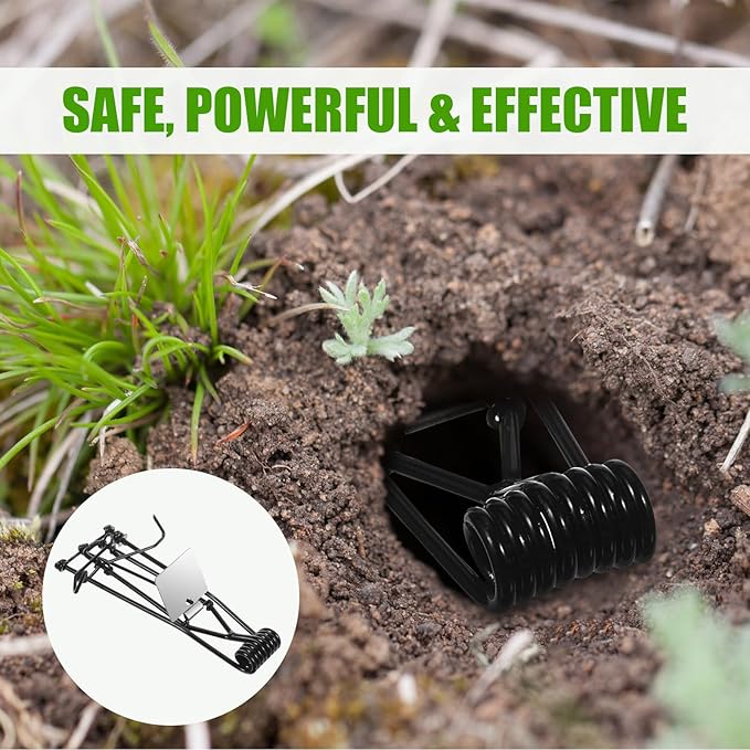 Mole Trap Gopher Trap Outdoor Metal Tactical Rat Vole Traps, Outdoor Reusable Gopher Killer Keep Moles Out of Yard Lawn Garden, Pack of 6, Black
