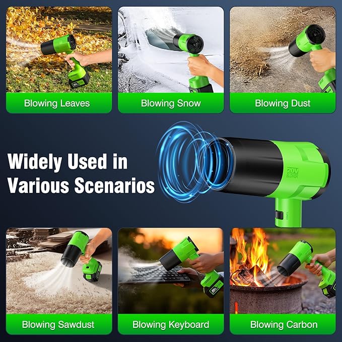 Leaf Blower Cordless, Handheld Leaf Blower with 2 Battery and Charger, 6 Speed Modes, Lightweight Blower for Patio, Lawn, Yard, Dust, Blowing Leaves