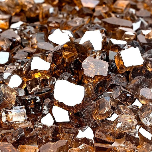Onlyfire 10 pounds Fire Glass for Propane Fire Pit and Gas Fireplace, 1/2 Inch Reflective Firepit Glass Rocks for Fire Pit Table and Fire Bowl, High Luster Copper