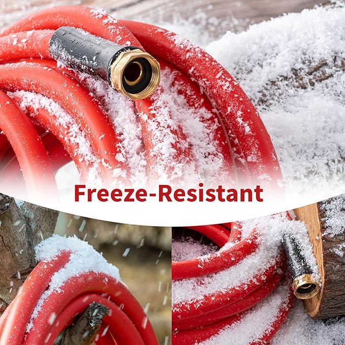 Garden Hose 50ft x 3/4” Hot Water Hose, Heavy Duty -50°F to 190°F,Burst 600Psi Flexible Upgraded Rubber Hoses,3/4” Solid Fittings for All-weather Outdoor Lawn & Garden