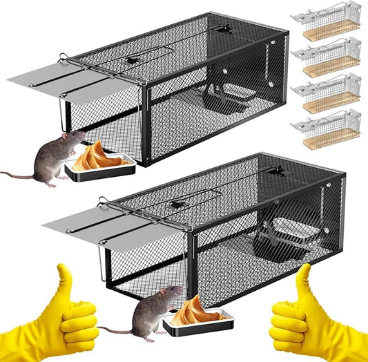 Humane Rat Traps - Large 12.5 Inches Upgraded Mouse Trap for Outdoors & Indoors - Reusable Rat Trap Cage for Mouse and Small Animals - Effective Quick Simple to Use (6-Pack)