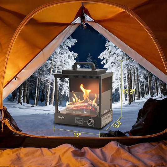 Portable Gas Fire Pit, 8200 BTU Propane Gas Heater and Outdoor Real Flame Tabletop Fire Bowl with Safety Protection for Camping, Fishing, Hiking