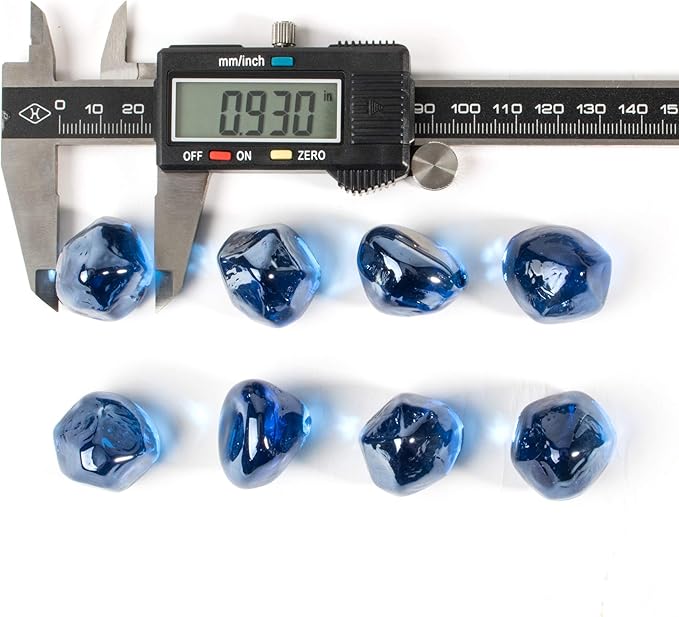 Fire Glass Diamond 1 Inch Fire Pit Glass Rocks for Propane or Gas Fire Pit (Gift Package) (20 Pounds, Sapphire Luster)