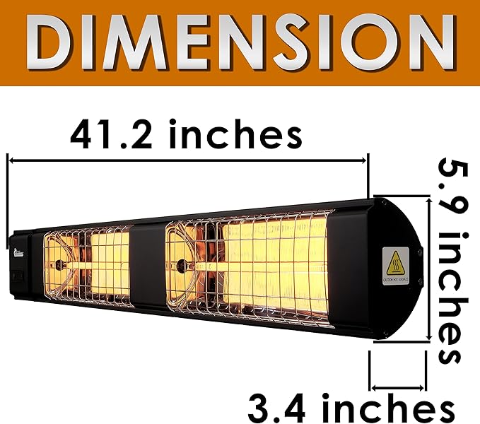 Dr. Infrared Heater 10,260 BTU Infrared Heater, Indoor and Outdoor Heater for Patio, Garage, Commercial & Residential, 3000W, 220-240V with Remote, Black