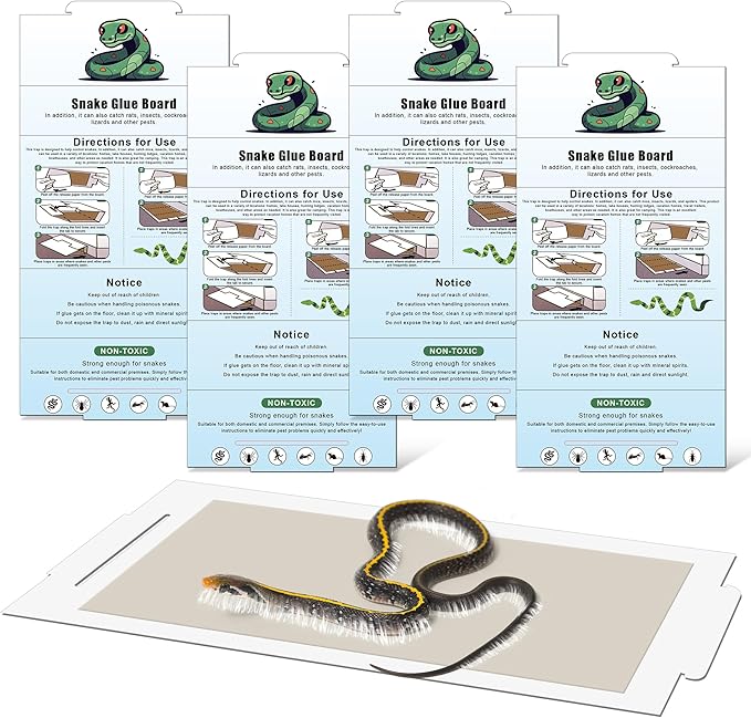 Qualirey 28" x 14" Extra Large Snake Glue Traps 4 Pack, Mouse Sticky Traps Indoor for Home, Non Toxic Glue Boards for Snakes, Rats, Insects, Cockroaches Lizards and Other Pests Pet Safe Pest Control