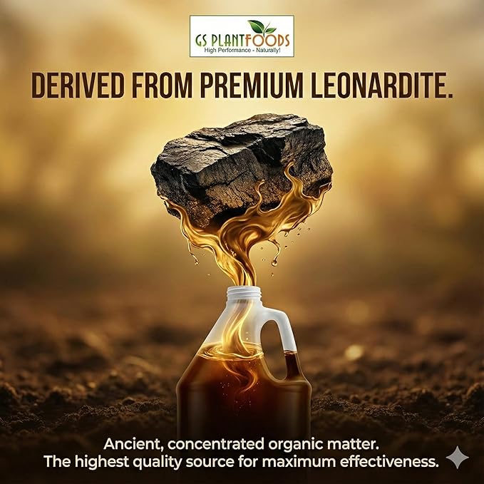 GS Plant Foods Humic Acid Soil Amendment – Leonardite-Derived Liquid Concentrate for Improved Soil Structure & Nutrient Availability – OMRI Listed for Organic Use – 5 Gallons