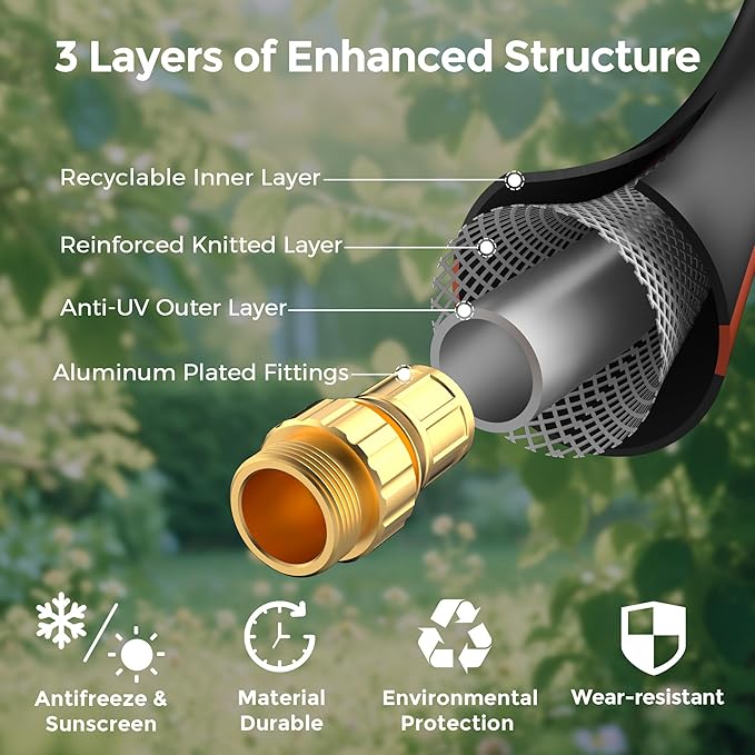 Giraffe Tools Leader Hose 5/8" x 10ft, Custom Length, No Kink, Flexible, Leakproof Water Hose, Double Female Fittings, 600 Burst PSI, 10ft, Black Orange