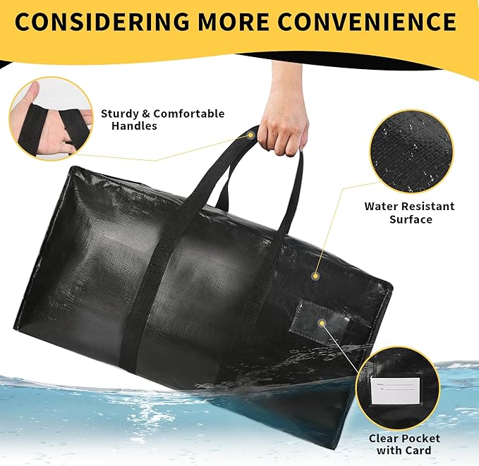 Heavy Duty Extra Large Moving Bags,149 Gallon Jumbo Packing Bags,Huge Moving Storage Bags with Strong Zippers & Carrying Handles,Reusable Big Moving Storage Bags for College Dorm Travel 1Pack