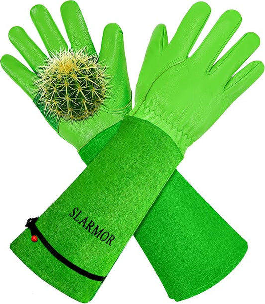 Long Gardening-Gloves Women/Men-Thorn proof Rose Pruning Heavy Duty Gauntlet, Best Garden Gifts for Gardener-S