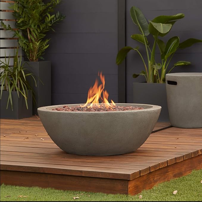 Real Flame Riverside Propane or Natural Gas Fire Pit - Stainless Steel Burners, Natural Gas Conversion Kit Included - 50,000 BTUs of Heat, Battery Operated - Push Button Ignition