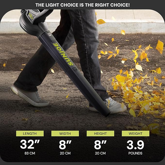 Sun Joe Corded Electric Leaf Blower Machine, 155 MPH, 260 CFM, 6-Amp Motor, Black - Portable and Lightweight Gardening Equipment for Yard Care and Lawn Maintenance, SBJ597E.