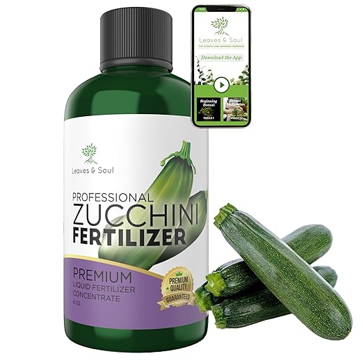 LEAVES AND SOUL Professional Liquid Zucchini Fertilizer | 5-1-5 Concentrate, Liquid Plant Fertilizer for Garden, Healthy Produce, Good Harvest, Multi-Purpose Blend & Gardening Supplies | 8 oz