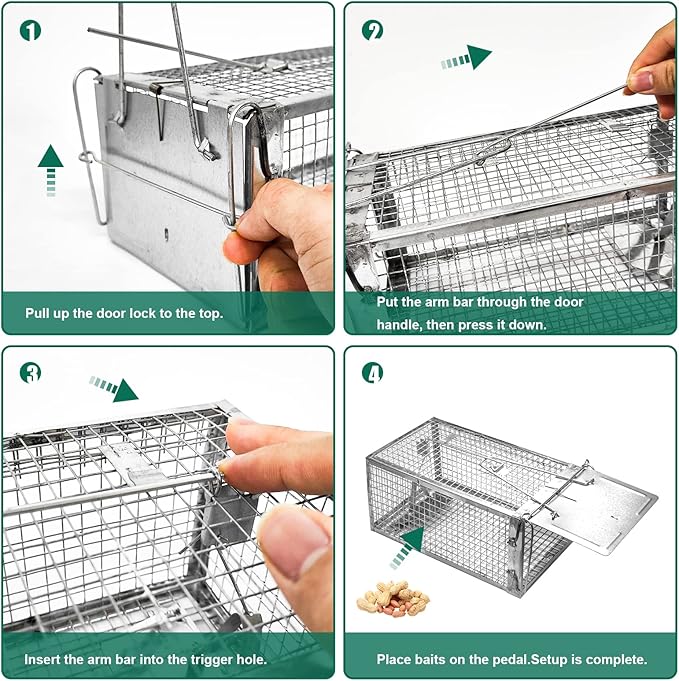 SZHLUX Rat Trap,Mouse Traps Work for Indoor and Outdoor,Small Rodent Animal-Mice Voles Hamsters Cage,Catch and Release(Small), Silver (SZ-SL2614X)