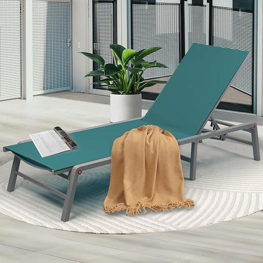 Kozyard Lounge Chair Outdoor Foldable Outdoor Lounge Chair (MintGreen Textilence W/O Table)