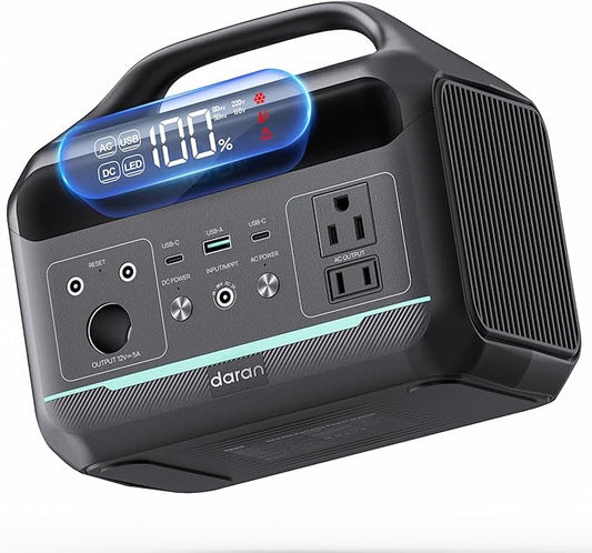 DaranEner Portable Power Station 300W, 192Wh (60,000mAh) Large Power Bank with 110V AC Outlet, LiFePO4 Battery Backup, 2H Fast Charging, 8-Ports Mini Generator for Camping, Home Emergency, Travel