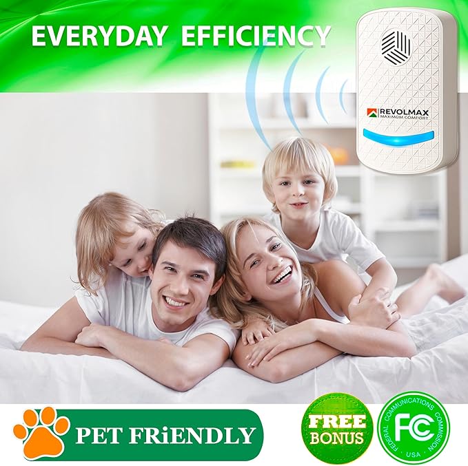 RX-24, Ultrasonic Pest Control Repeller - Electronic & Ultrasound, Indoor Plug-in Repellent - Get rid of - Rodents, Mice, Squirrels, Bats, Insects, Bed Bugs, Ants, Fleas, Spiders, Roaches (6Pack)