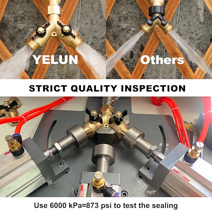 Garden Hose Splitter Full Flow Splitter No Restricted-Flow Connector Heavy Duty Brass Hose y Splitter, 2 way High Flow Hose Bib Adapter with Shut Off Valves (Butterfly Handle)
