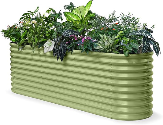 30" Extra Tall Galvanized Raised Garden Bed, 8x2x2.5 ft Metal Planters for Outdoor Plants, Heavy Duty Flower Bed Deep Root for Vegetable, Garden Bed Outdoor Large Planter Box - Moss Green