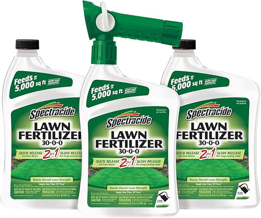 Spectracide Lawn Fertilizer 30-0-0, 3 Count, 2-in-1 Formula Boosts Overall Lawn Strength, Promotes Thick, Green Growth Without Burning