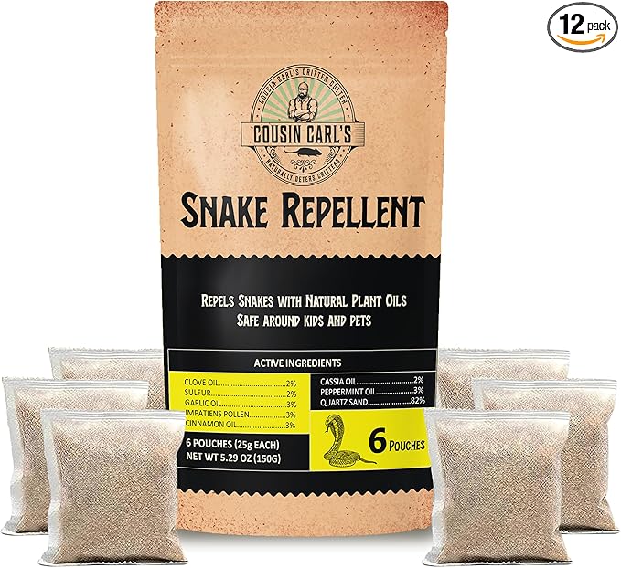 Cousin Carl’s Maximum-Strength Snake Repellent Pouches – Natural Formula for Effective Snake Control (12-Pack)