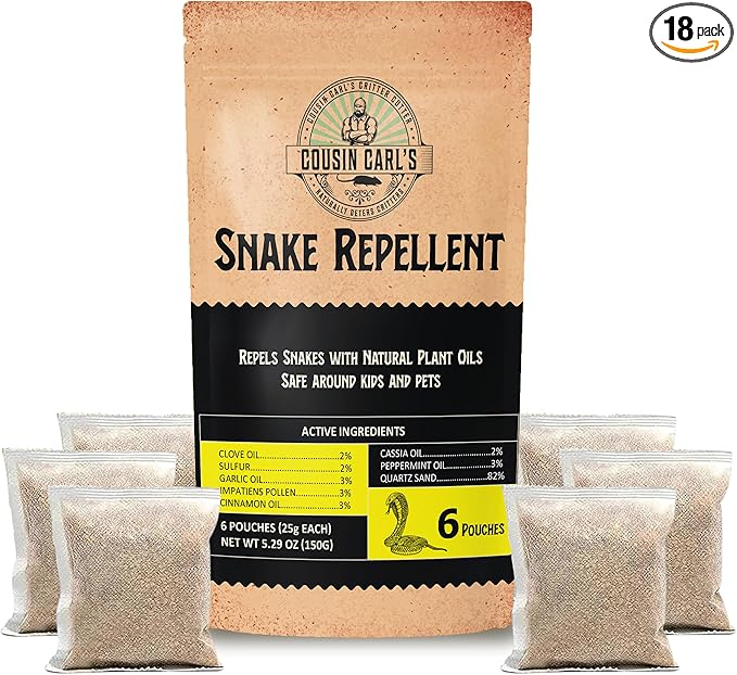 Cousin Carl’s Maximum-Strength Snake Repellent Pouches – Natural Formula for Effective Snake Control (18-Pack)