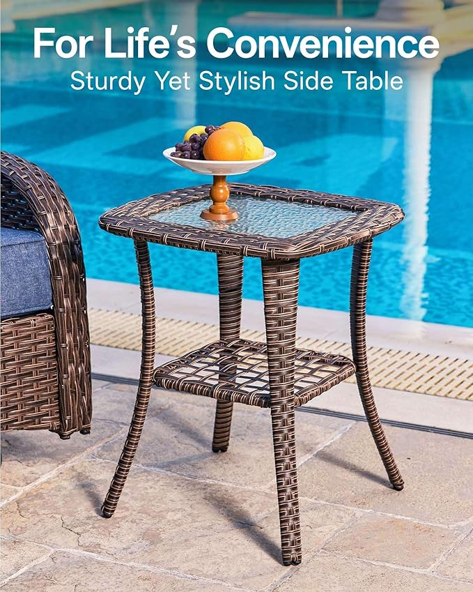 7-Piece Patio Furniture Set with 6-Inch Thick Cushions, High Back Outdoor Couch and Arm Chairs, All-Weather Conversation Set for Porch, Deck, Yard, Pool in Blue