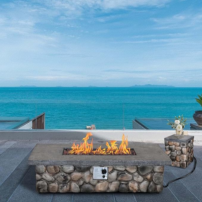 Afterglow Firepits All Terrafab External Gas Tank for Outdoor Use Rectangular 50000 Btu, for Outside Patio Backyard Garden, Gray
