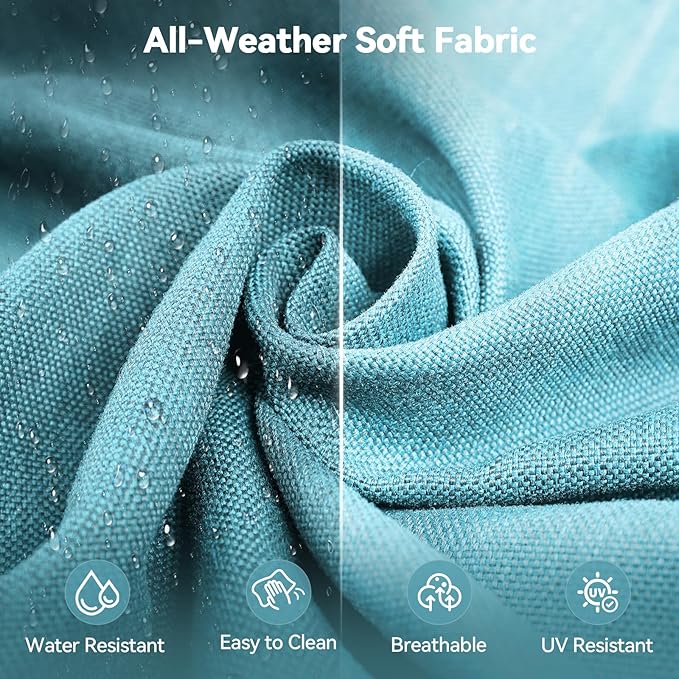 6" Thick Outdoor Cushions 22x24x6, 10-Set Deep Seat Patio Cushions with Removable Cover, Waterproof & Fade Resistant Replacement for Wicker Chair, Loveseat, Sofa - Teal