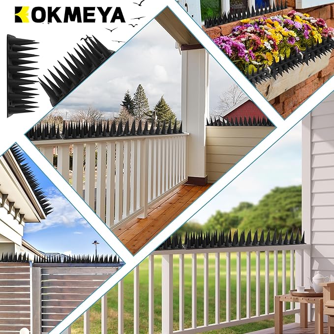 Bird Spikes,Black,12 Pack Bird Deterrents for Outside,Keep Raccoon Squirrel Pigeon Away,Fence Spike for Garden Patio