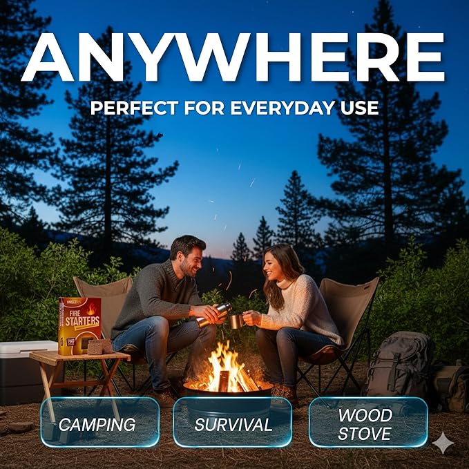 MELTIX 160pс Fire Starters for Charcoal Campfires BBQ Grill Pits Wood Stoves Odorless, Waterproof, Long-Lasting Kindling Cubes