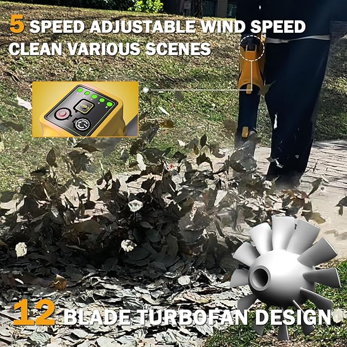 13-Inch String Trimmer Cordless,(2 x 21V 6.0Ah Batteries & Charger), Trimmer/Edger/Lawn Mower/Brush Cutter 4-in-1 + Leaf Blower Cordless, 5-Variable Speed & Turbo Mode/WEG21T