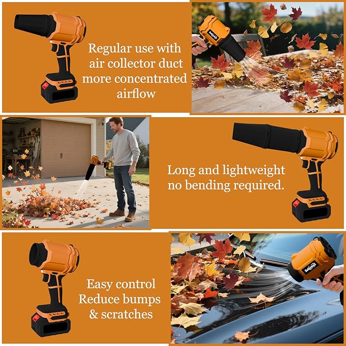 Leaf Blower Cordless with Battery and Charger,Mini&Portable Handheld Blower for Lawn Care High Power 21V 2X3.0Ah Batteries 2 Extended Tubes Lightweight Turbo Jet Sopladora De Hojas