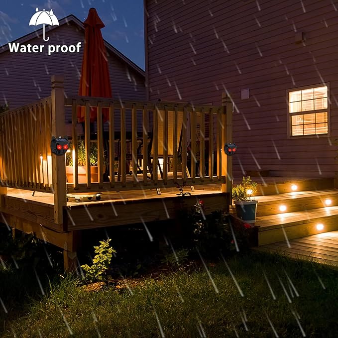 6 Pack Solar Squirrel Repellent Outdoor, Deer Repeller Devices with Red Lights, Cat Skunk Repellent for Yard, Waterproof Wild Nocturnal Animals, Wolf, Hawk, Coyote, Fox, Raccoon, Snake, Rabbit