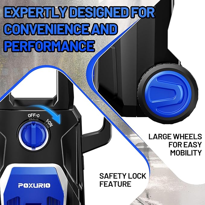 POXURIO Electric Pressure Washer, 4000PSI 2.8 GPM Power Washer with Foam Cannon 35FT Hose Electric High Pressure Washer for Fences, Patios, Decks, Patios and Cars Powerwasher