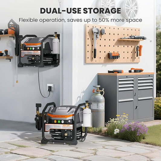 Giraffe Tools Commercial Electric Ultraflow Pressure Washer - Featuring 1000H All-Copper Pump, Dual Wall/Floor Mount, Brushless Motor, 60dB Low Noise, High Efficiency Cleaning Machine