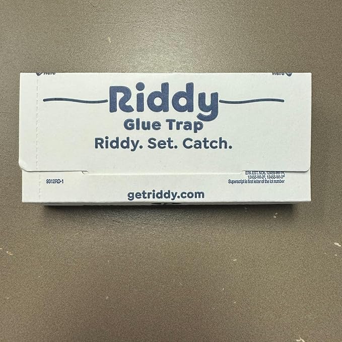 Riddy Glue Boards, 12 Boards, Pre-Baited, Ready to Use Mouse Traps Indoor for Home, Sticky Adhesive for Bugs and Rodents, 5.5" x 7.5"