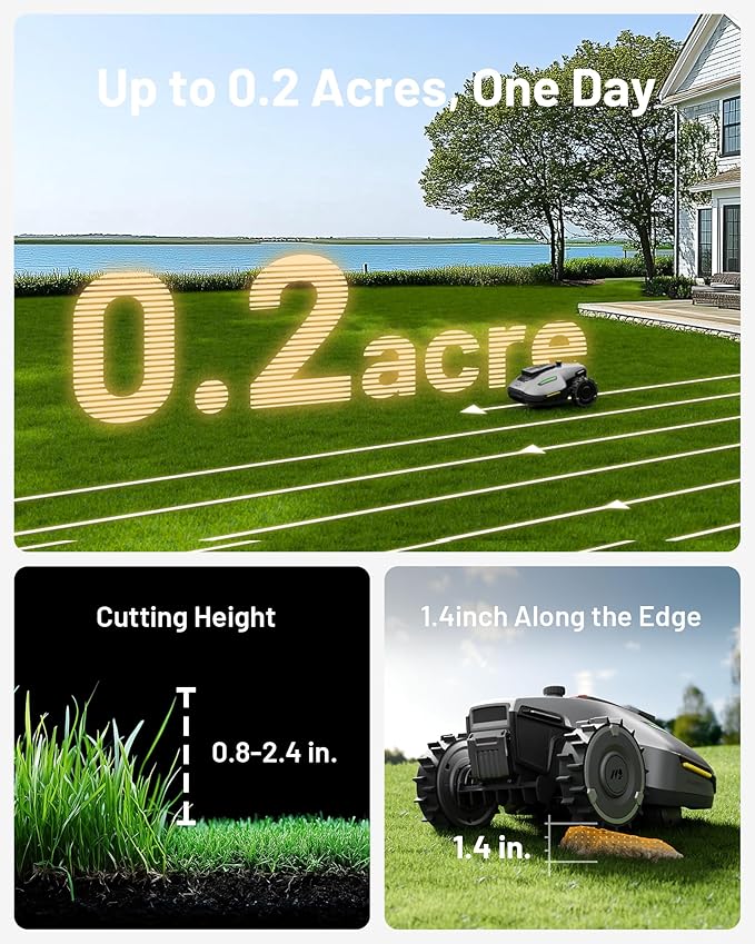 Mammotion YUKA Mini 700 Robot Lawn Mower for 0.17 Acre, Max.0.35 Acre, UltrasenseAI Vision+ RTK, Auto Mapping, 45% Slope,Perimeter Wire Free, Cutting Height 0.8''~2.4'',7 Mowing Zones Management