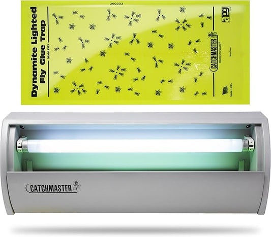 Catchmaster Pro Series Flying Insect Light Trap, Electric UV Light Fly Trap, Silent Adhesive Glue Board, Mosquito Gnat Killer Indoor, UV Lamp Bug Catcher, Pet Safe Pest Control for Home & Garage
