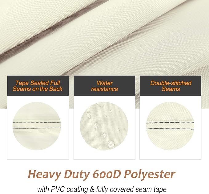 NettyPro Fire Pit Cover Square Waterproof Outdoor Firepit Cover for Gas Propane Fire Pit Table, 36 x 36 x 24 inch, Beige