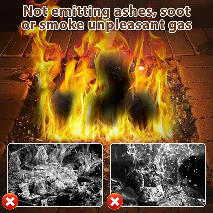 Ceramic Fire Balls, 5 Inch Set of 6 Fire Stones for Indoor & Outdoor Fire Pits or Gas Fireplaces, Reusable Decorative Landscaping and Fireplaces Accessories, Black