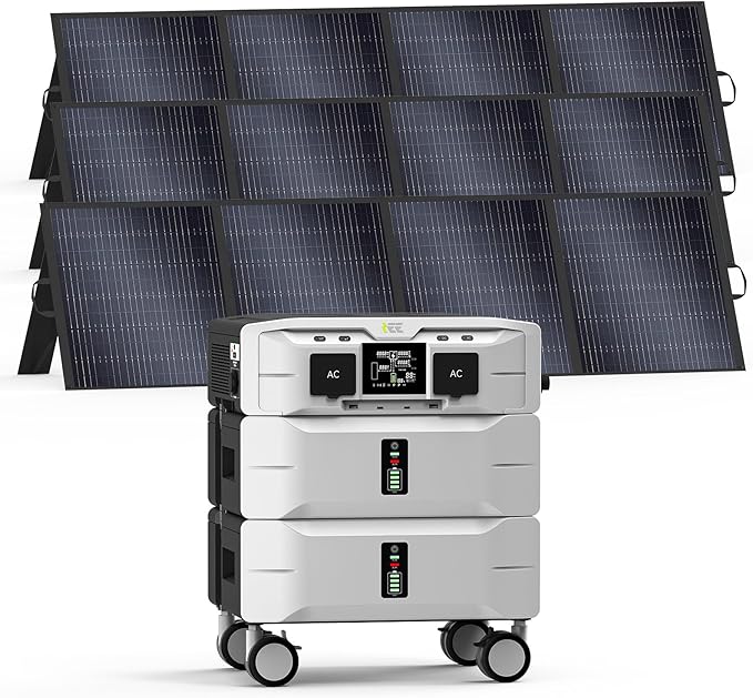 IEE 5120Wh Portable Power Station SP5000 with 3x200W Solar Panel, 120/240V 5000W(Peak 9000W) AC Output Solar Generator, Expandable Capacity, LFP Battery Generator for Home Use, Power Outages, RVs
