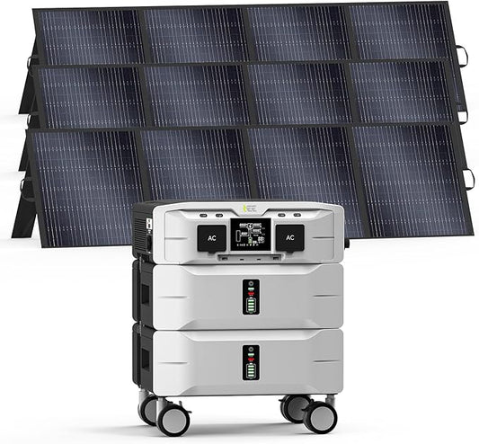 IEE 5120Wh Portable Power Station SP5000 with 3×200W Solar Panel, 120/240V 5000W(Peak 9000W) AC Output Solar Generator, Expandable Capacity, LFP Battery Generator for Home Use, Power Outages, RVs