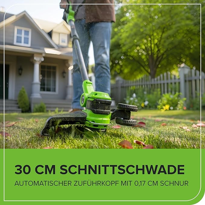 Greenworks 24V 12" Cordless String Trimmer/Edger (Includes 20 Blades), 4.0Ah Battery and Charger Included