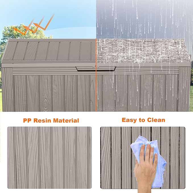 75 GallonOutdoor Storage Box,Resin Deck Boxes Waterproof, IndoorOutdoor Bin for Package Delivery, Patio Cushions, Gardening Tools, Lockable, UV Resistant