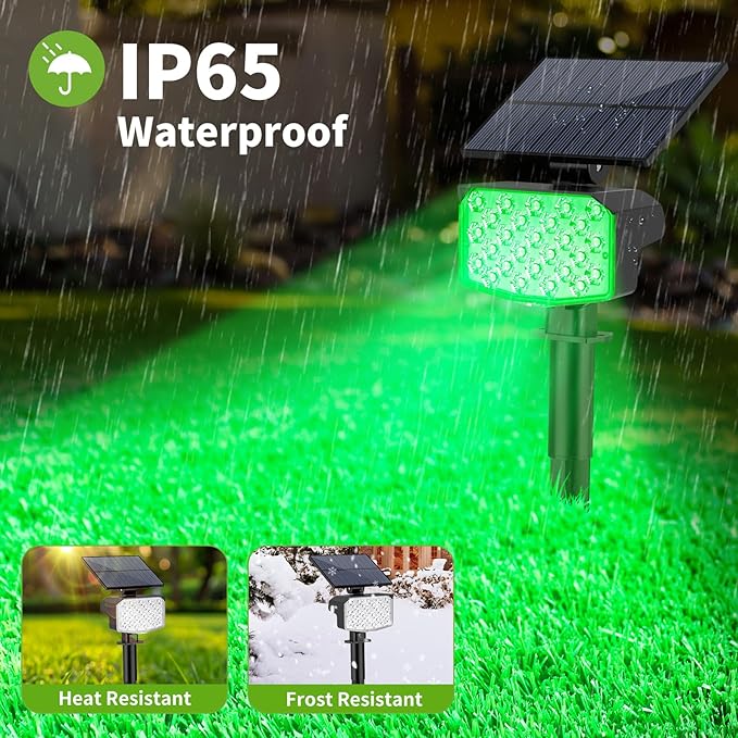 MinPea Solar Color Changing Spot Lights Outdoor, [9 Modes/4 Pack] Solar Christmas Lights Outdoor Waterproof IP65, Multicolor Solar Powered Landscape Spotlights for Yard Garden Pathway Lawn Decoration