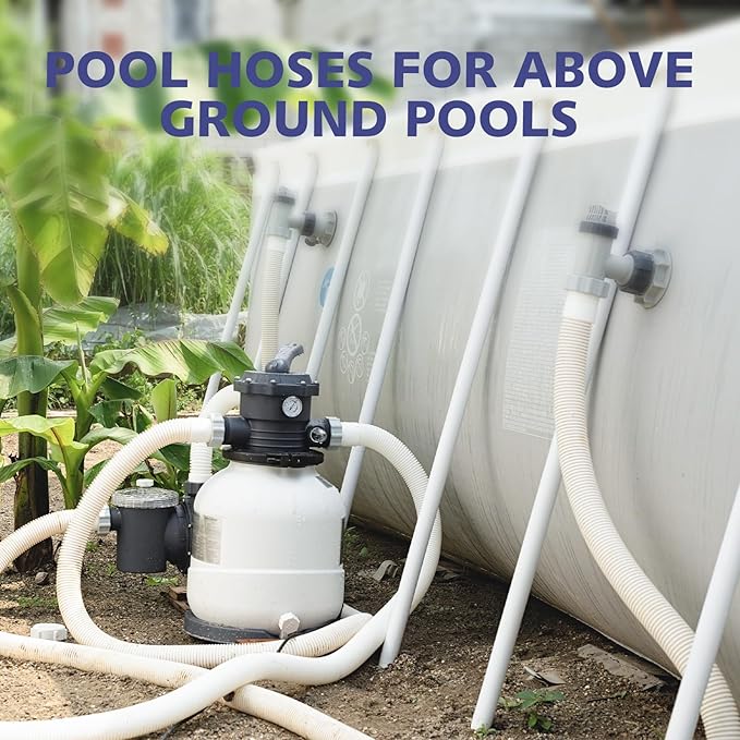 Pool Hose for Above Ground Pools, 3 Packs 1.25" Diameter Pool Pump Replacement 59 Inches Length Swimming Pool Hose with 6 Pcs Hose Clamps