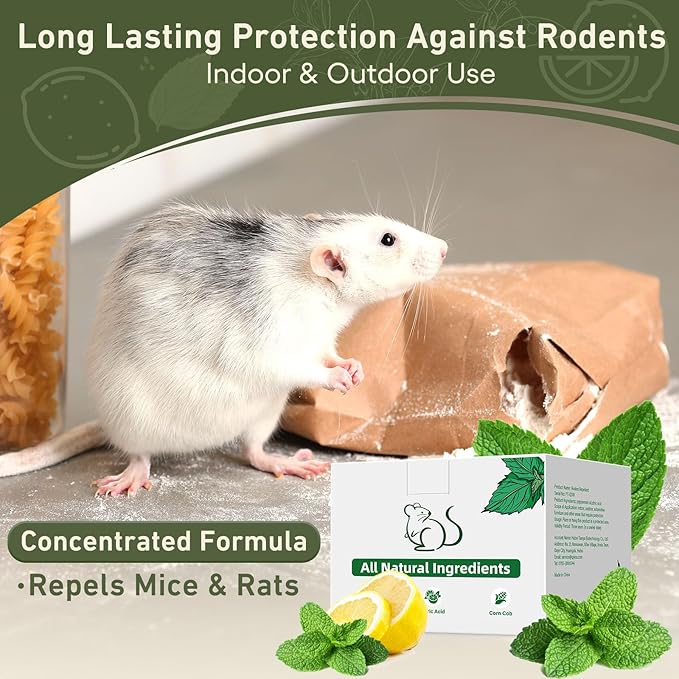 Mouse Rodent Repellent, 24 Pack Peppermint Oil for Mice Mouse Rats Squirrel Spider Pests Control Indoor & Outdoor Use, Natural Deterrent Replace Trap Poisoning Family & Pet Safe Yellow