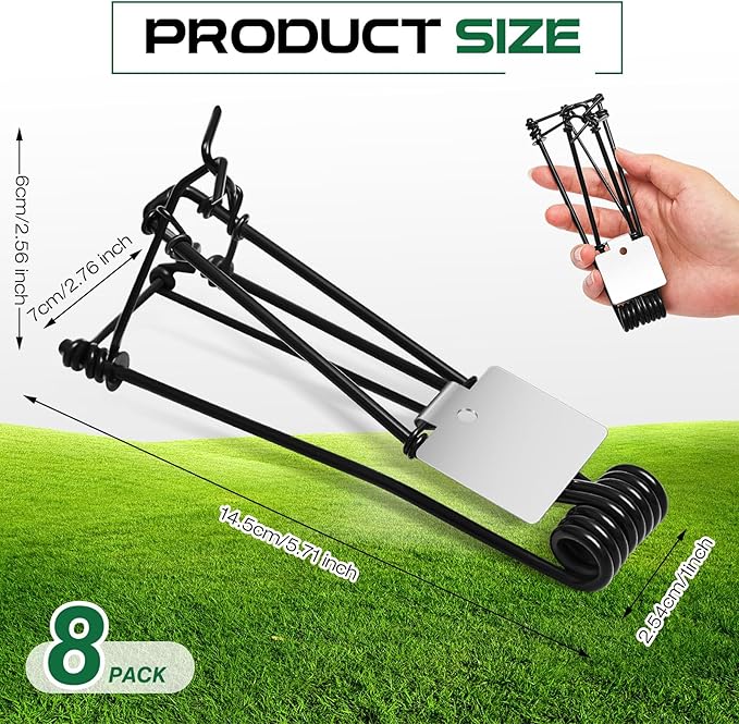 Qualirey 8 Pcs Outdoor Gopher Trap Easy Set Mole Trap Weather Resistant Gopher Killer Vole Killer for Lawn Garden Farm (Black)