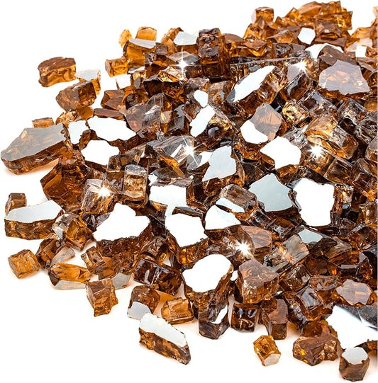 Stanbroil 10-Pound Fire Glass - 1/2 inch Reflective Tempered Fire Glass for Fireplace Fire Pit, Copper Reflective