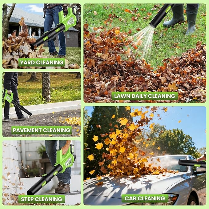 Leaf Blower Cordless, 750CFM 240+MPH Brushless Powerful Electric Leaf Blower with 2x4.0Ah Batteries & Fast Charger,Shoulder Strap,6-Speed Modes,Lightweight Leaf Blowers for Lawn Care Leaves Dust Snow